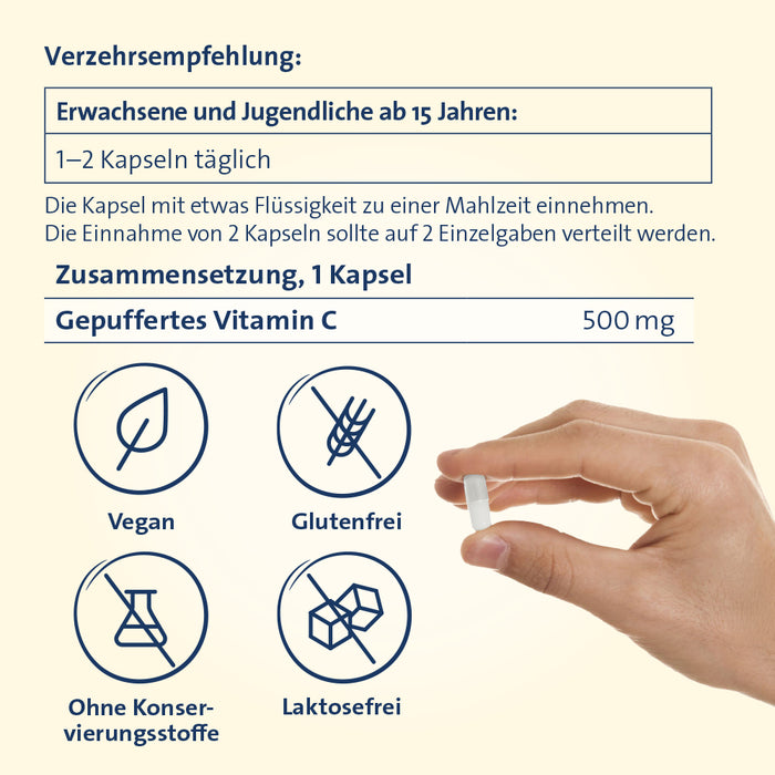 Vitamin C Hevert 500 mg gepuffert, 60 St. Kapseln
