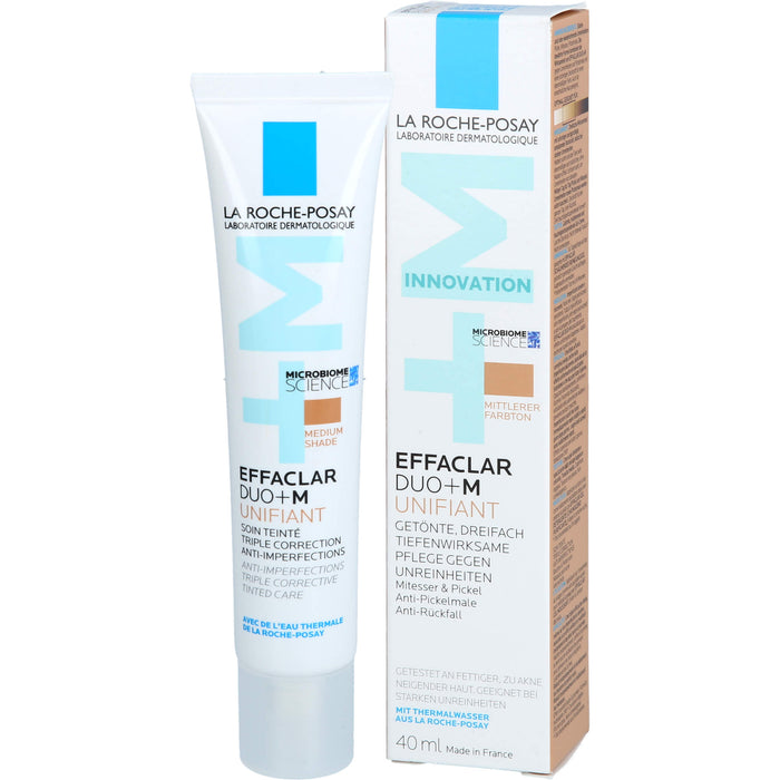 La Roche-Posay Effaclar Duo+M Unifiant getönte, dreifach tiefenwirksame Pflege gegen Unreinheiten mittlerer Farbton, 40 ml Creme