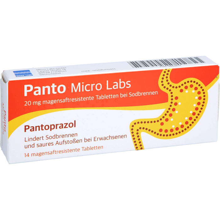 Panto Micro Labs 20 mg Pantoprazol Tabletten bei Sodbrennen, 14 St. Tabletten