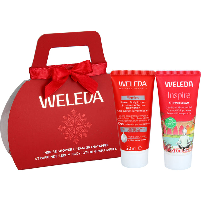 WELEDA Mini Geschenkset Granatapfel mit Inspire Shower Cream Granatapfel  und straffender Serum Bodylotion, 40 ml Creme