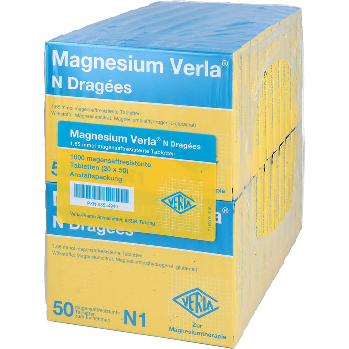 Magnesium Verla® N Dragées, magensaftresistente Tabletten, 20X50 St TMR