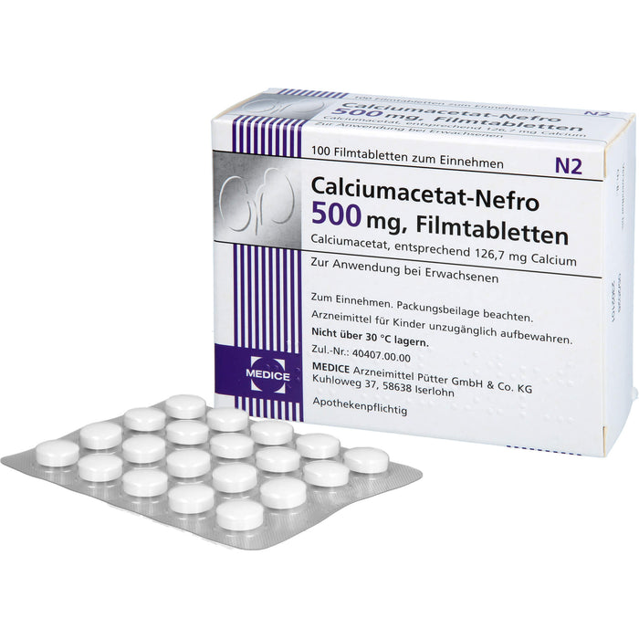 Calciumacetat-Nefro 500 mg, Filmtabletten, 100 St. Tabletten