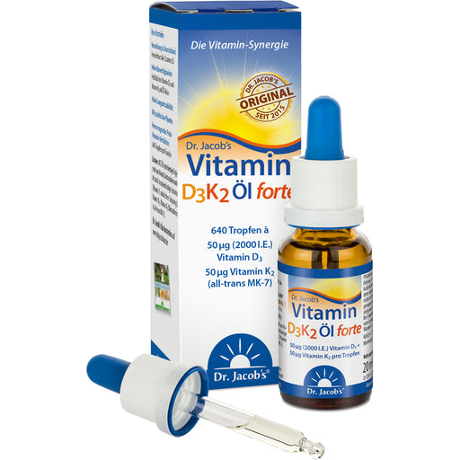 Dr.Jacob's  Vitamin D3K2 Öl forte Tropfen, 20 ml Lösung