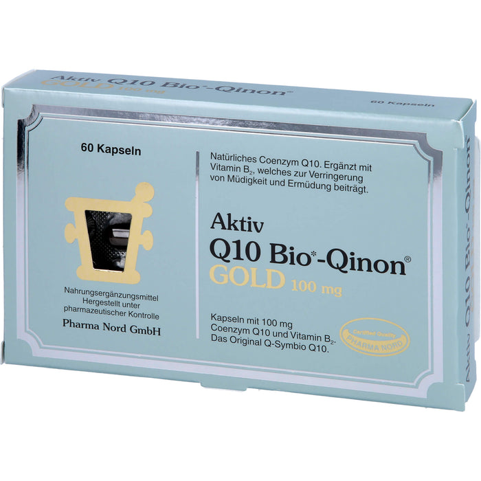 Pharma Nord Aktiv Q10 Bio-Qinon Gold 100 mg Kapseln zur Verringerung  von Müdigkeit und Ermüdung, 60 St. Kapseln