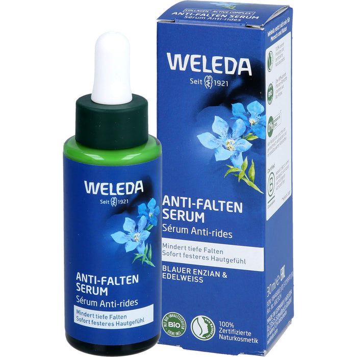 WELEDA Anti-Falten Serum mindert tiefe Falten für ein sofort festeres  Hautgefühl, 30 ml Lösung