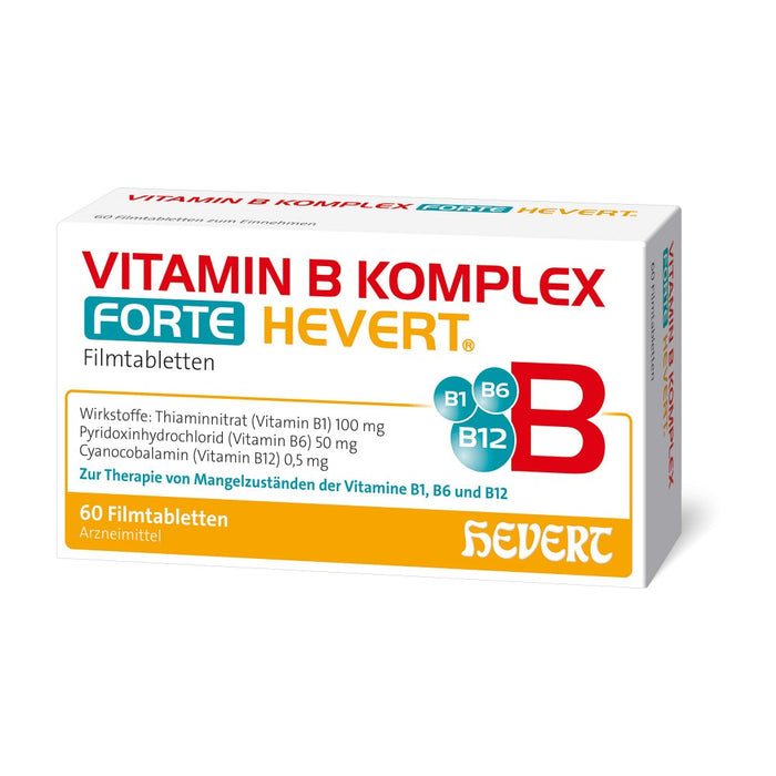 Vitamin B Komplex forte Hevert zur Therapie nachgewiesener Mangelzustände der Vitamine B1, B6 und B12, 60 St. Tabletten