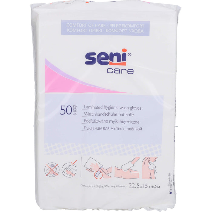 Seni Waschhandschuhe mit Folie, 50 St. Handschuhe
