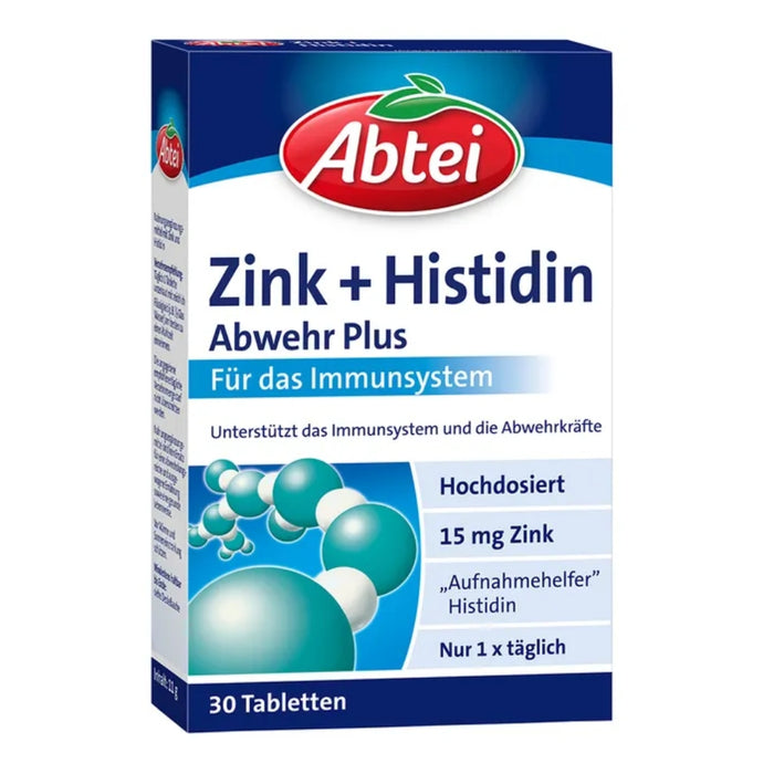 Abtei Zink + Histidin Tabletten Abwehr Plus für das Immunsystem, 30 St. Tabletten