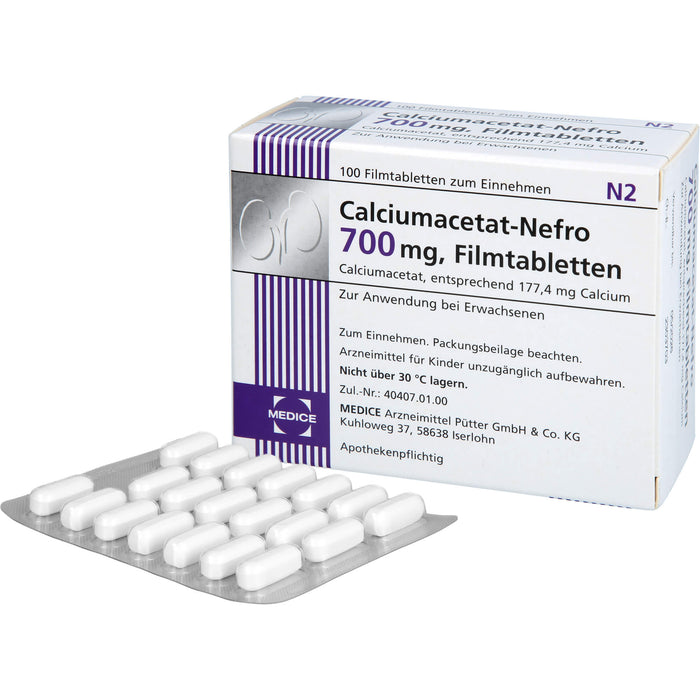 MEDICE Calciumacetat-Nefro 700 mg Filmtabletten, 100 St. Tabletten