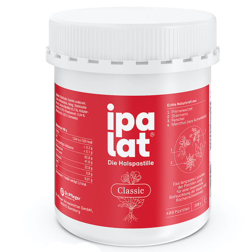 ipalat Die Halspastille Classic: Naturkraft bewährt bei Heiserkeit & Hustenreiz, 400 St. Pastillen