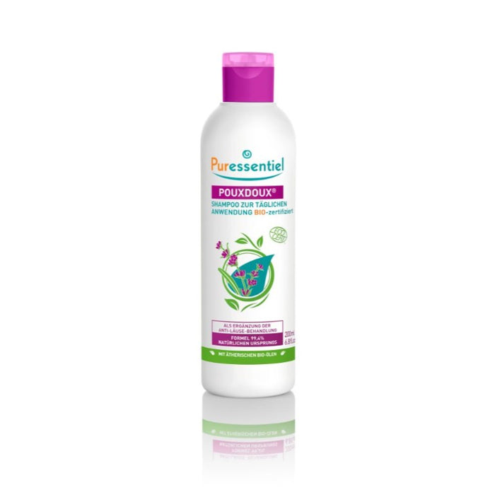 Puressentiel Anti-Läuse Shampoo Pouxdoux mit ätherischen Bio-Ölen aus Lavendel und Ylang-Ylang – für sanfte Pflege und Entfernung von Nissen, 200 ml Shampoo