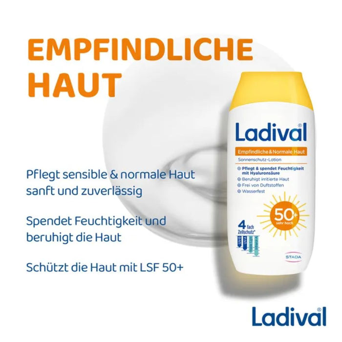 Ladival Sonnenschutz-Lotion für empfindliche & normale Haut LSF 50+ Körper, 200 ml Lotion