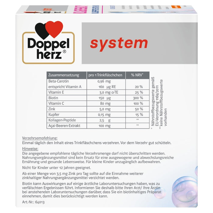 Doppelherz system Kollagen Beauty Lösung mit Orange-Maracuja-Geschmack, 29.6 St. Trinkfläschchen