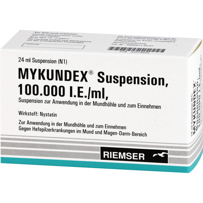 Mykundex Suspension, 100.000 I.E./ml, Suspension zur Anwendung in der Mundhöhle und zum Einnehmen, 24 ml Lösung