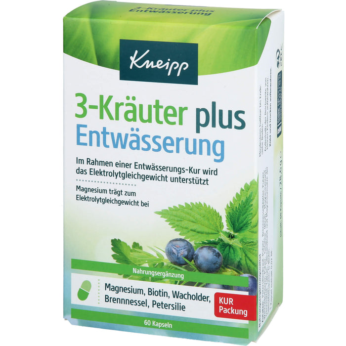 Kneipp 3-Kräuter plus Entwässerung Kapseln im Rahmen einer Entwässerungs-Kur, 60 St. Kapseln