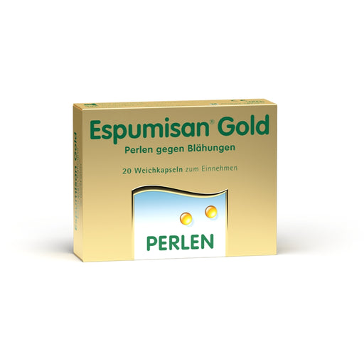 Espumisan Gold Perlen gegen Blähungen (Medizinprodukt), 20 St. Kapseln