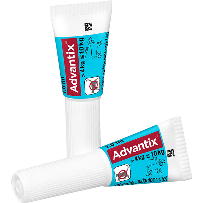 Advantix Spot-On 100 für kleine Hunde von 4 bis 10 kg Körpergewicht gegen Zecken, Flöhe und fliegende Insekten, 4 St. Einzeldosisbehältnisse