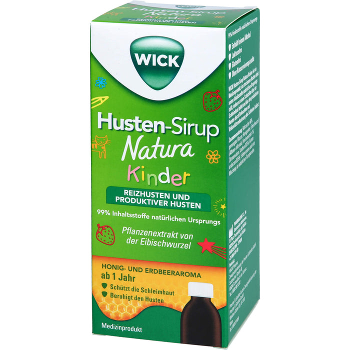 WICK Husten-Sirup Natura für Kinder bei Reizhusten und produktivem Husten, 140 ml Lösung