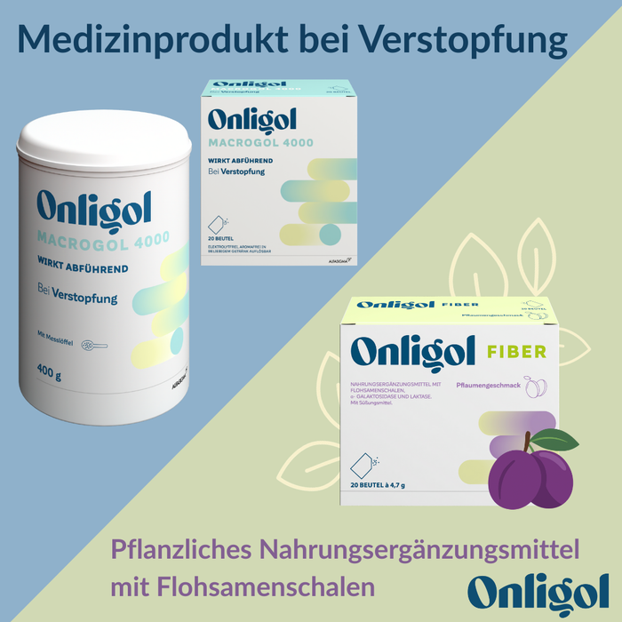 Onligol Macrogol 4000 - Sanfte, effektive Hilfe bei Verstopfung und Obstipation - mit Macrogol 4000 - ohne Zusatzstoffe & Zucker, 20 St. Beutel