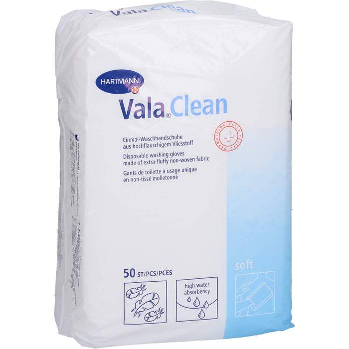 Vala Clean soft Einmal-Waschhandschuhe aus hochflauschigem, reißfestem Vliesstoff, 50 St