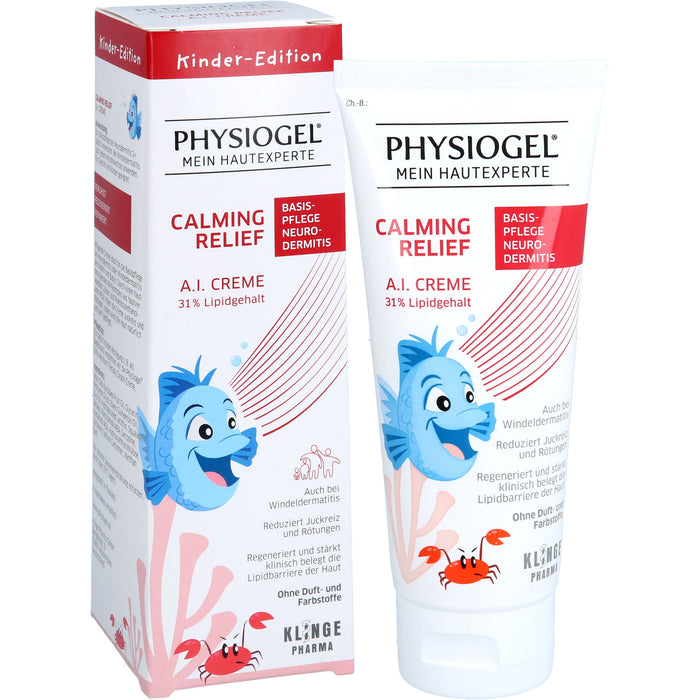 PHYSIOGEL Calming Relief A.I. Creme Kinder-Edition 31 % Lipidgehalt reduziert Juckreiz und Rötungen, 100 ml Creme