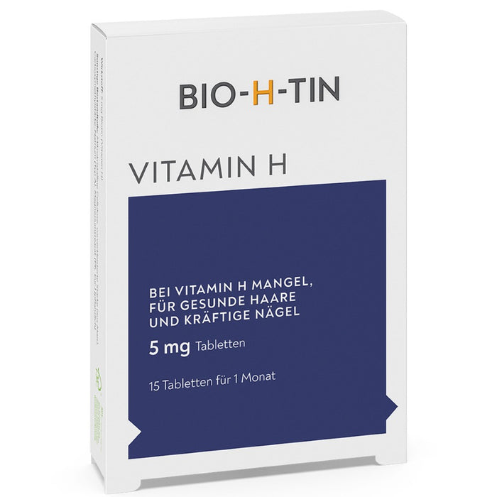 BIO-H-TIN Vitamin H 5 mg Tabletten für gesunde Haare & kräftige Nägel, 15 St. Tabletten