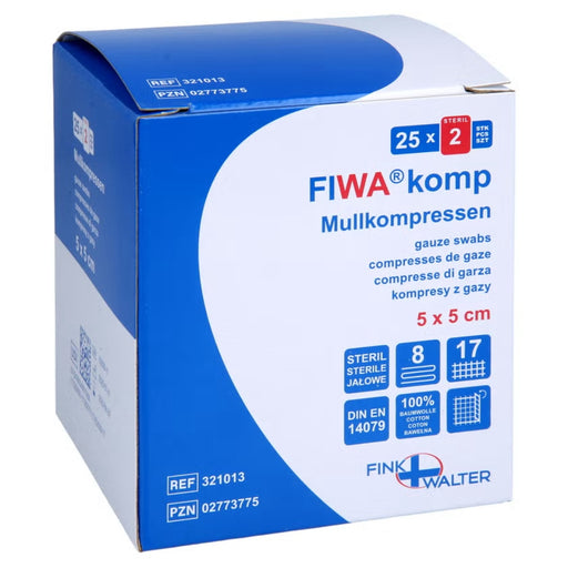 FIWA komp Mullkompressen 5 x 5 cm steril 8 fach, 50 St. Kompressen