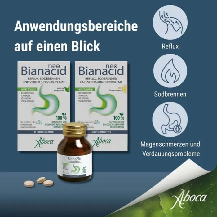 NeoBianacid Tabletten Minzgeschmack bei Reflux, Sodbrennen und Magenschmerzen, 70 St. Tabletten