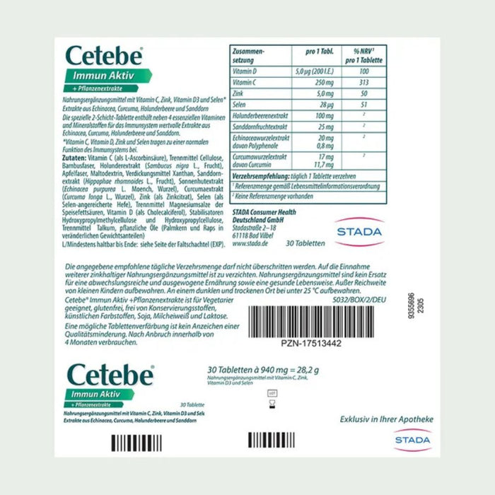 Cetebe Immun Aktiv Tabletten für eine normale Funktion des Immunsystems, 30 St. Tabletten