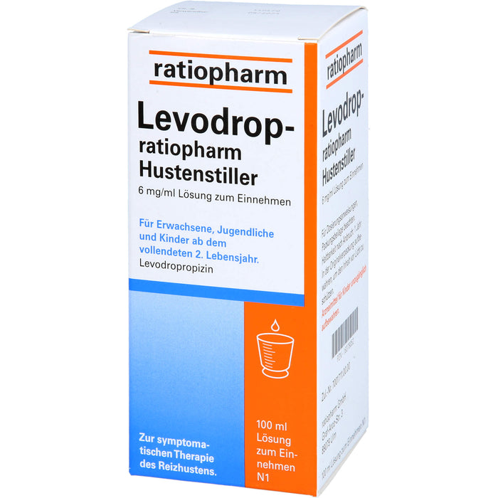 Levodrop-ratiopharm Hustenstiller hilft schnell gegen Reizhusten, 100 ml Lösung
