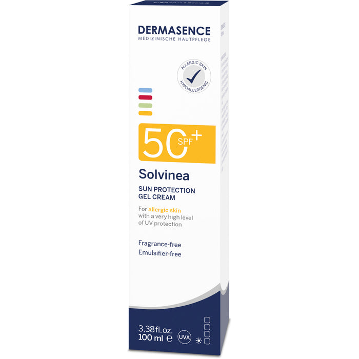 DERMASENCE Solvinea Sonnenschutz-Gelcreme LSF 50+ für allergische Haut, 100 ml Creme
