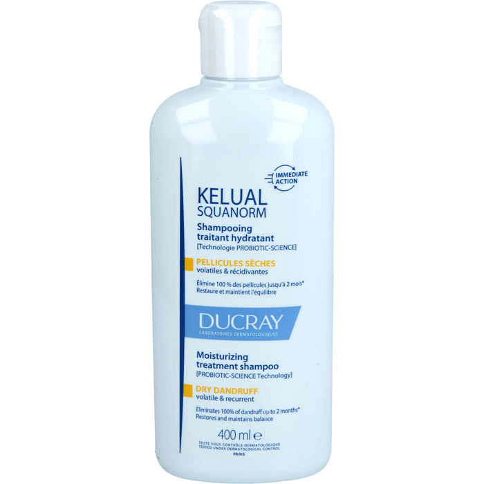 DUCRAY Kelual Squanorm feuchtigkeitsspendendes Kur-Shampoo bei trockenen Schuppen, 400 ml Shampoo