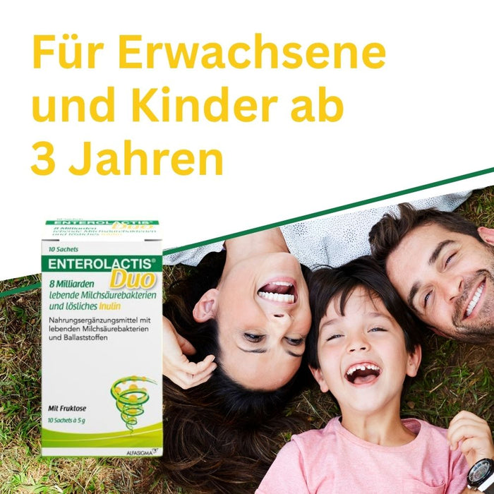 Enterolactis Duo - natürliche Versorgung der Darmflora und des Darmmikrobioms mit L. Casei DG & Inulin - laktosefrei & glutenfrei, 10 St. Beutel