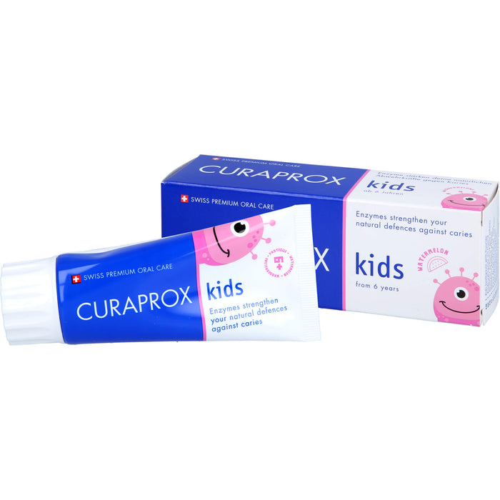 Curaprox Kids Kinderzahncreme mit Wassermelonengeschmack ab 6 Jahre 1450 ppm Fluorid, 60 ml Zahncreme
