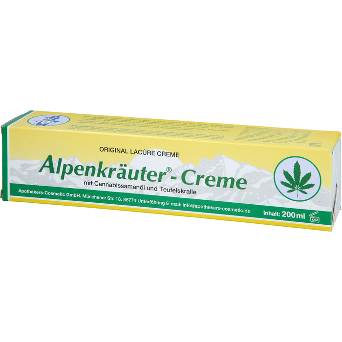 Lacure Alpenkräuter-Creme mit Cannabisöl und Teufelskralle, 200 ml Creme