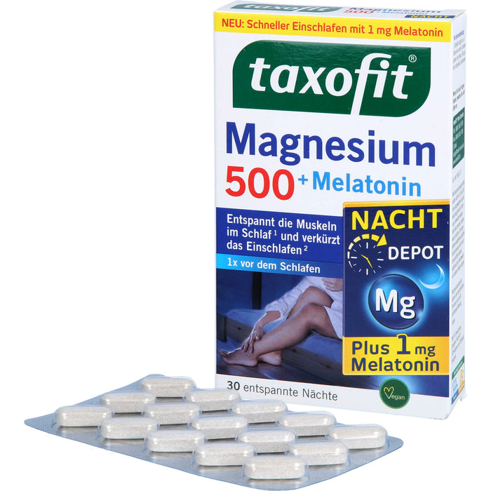 Taxofit Magnesium 500 Nacht + Melatonin Tabletten, 30 St. Tabletten