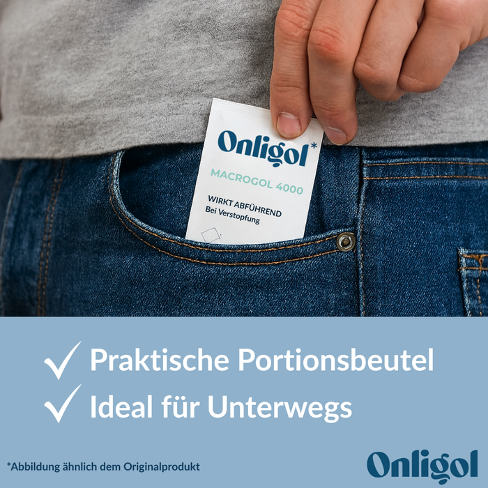 Onligol Macrogol 4000 - Sanfte, effektive Hilfe bei Verstopfung und Obstipation - mit Macrogol 4000 - ohne Zusatzstoffe & Zucker, 20 St. Beutel