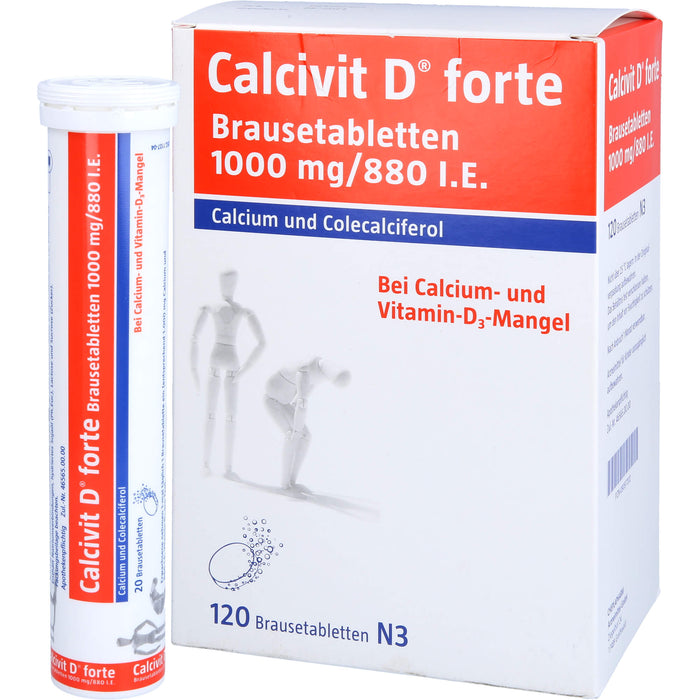 Calcivit D forte Brausetabletten 1000 mg / 880 I.E. bei Calcium und Vitamin-D3-Mangel, 120 St. Tabletten