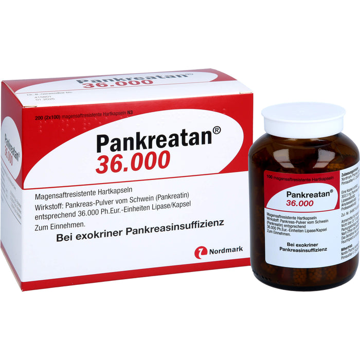 Pankreatan 36.000 Hartkapseln Verdauungsenzyme, 200 St. Kapseln
