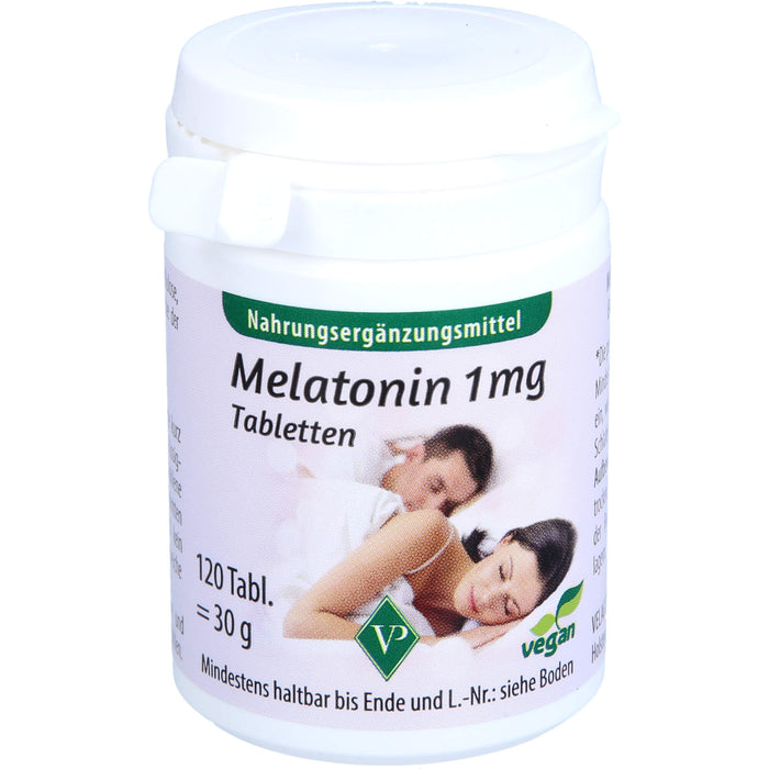 Velag Pharma Melatonin 1 mg Tabletten zur Verkürzung der Einschlafzeit, 120 St. Tabletten