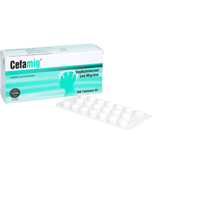 Cefamig Tabletten bei Kopfschmerzen und Migräne, 100 St. Tabletten