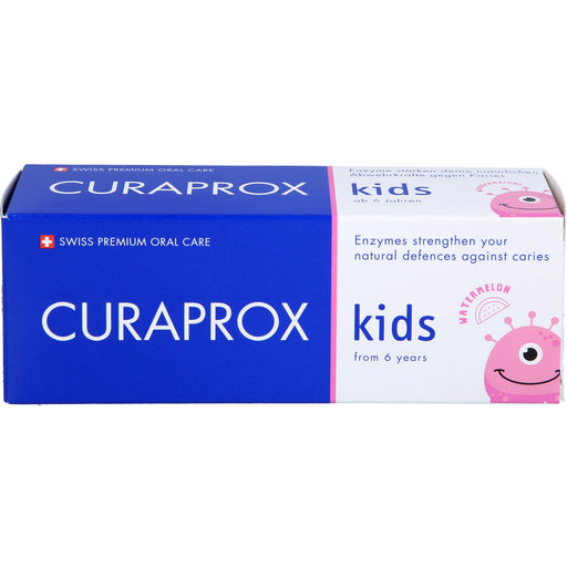 Curaprox Kids Kinderzahncreme mit Wassermelonengeschmack ab 6 Jahre 1450 ppm Fluorid, 60 ml Zahncreme