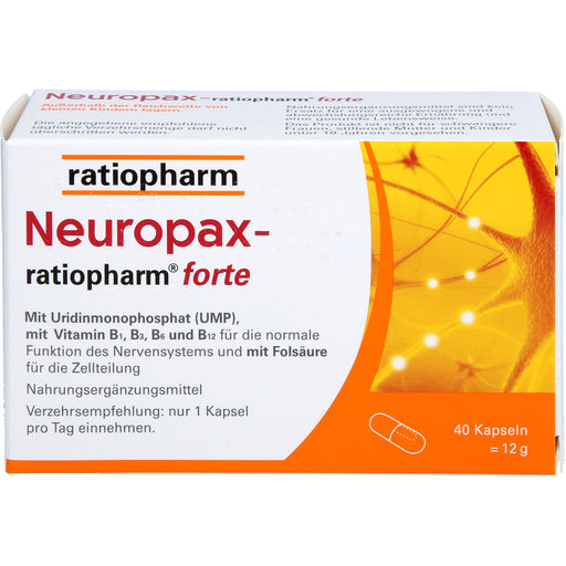 Neuropax-ratiopharm forte Kapseln mit Uridinmonophosphat (UMP), Vitamin B12 und Folsäure zur Unterstützung der Nervenregeneration, 40 St. Kapseln