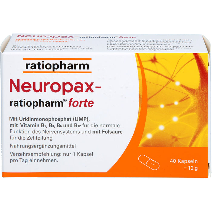 Neuropax-ratiopharm forte Kapseln mit Uridinmonophosphat (UMP), Vitamin B12 und Folsäure zur Unterstützung der Nervenregeneration, 40 St. Kapseln