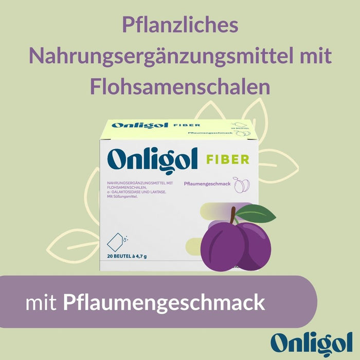 Onligol Fiber - für eine normale Verdauung und ausgewogene Ernährung mit Ballaststoffen, α-Galaktosidase & Laktase - pflanzlich & glutenfrei, 20 St. Beutel