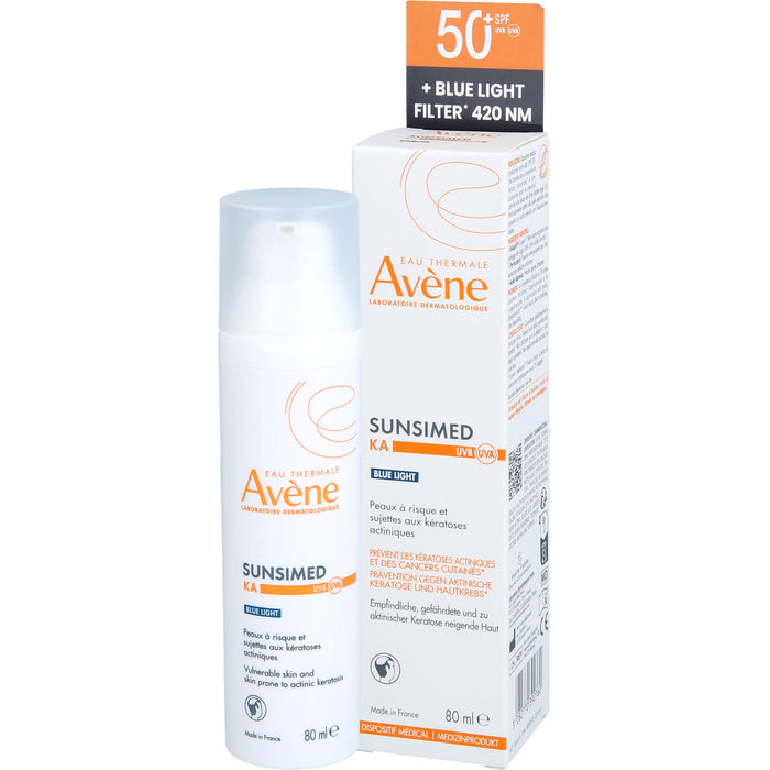 Avène Sunsimed LSF 50+ Eau Thermale KA Sonnenschutz für empfindliche, gefährdete und zu aktinischer Keratose neigende Haut, 80 ml Lösung