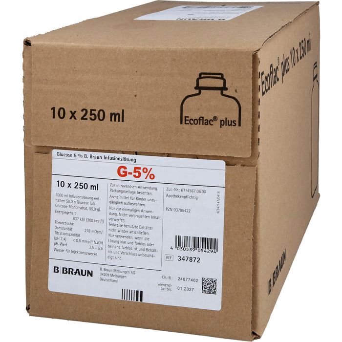 B.BRAUN Glucose 5% Ecoflac Plus Infusionslösung, 2500 ml Lösung