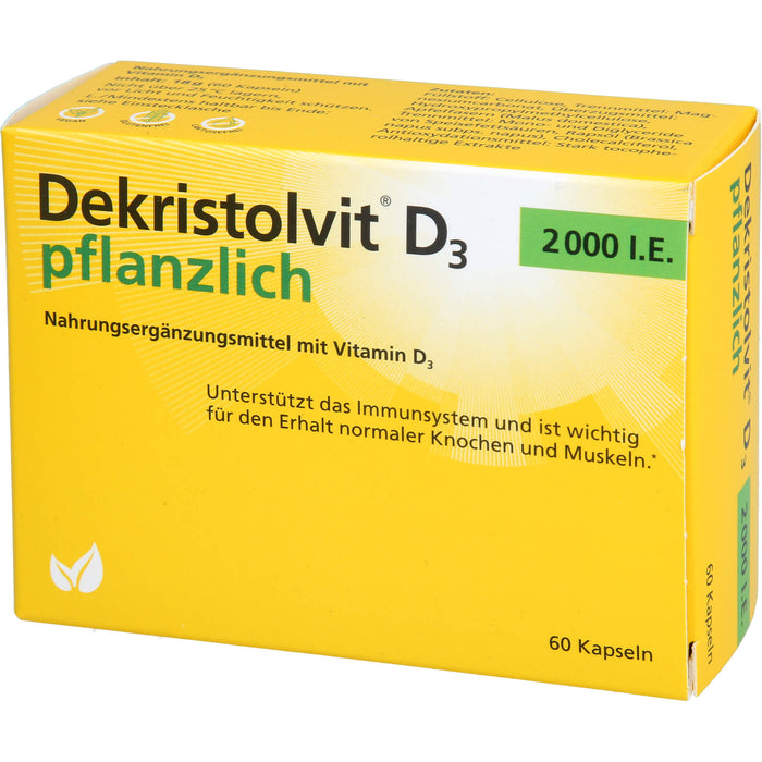 Dekristolvit D3 2000 I.E. Kapseln unterstützt das Immunsystem und den Erhalt normaler Knochen und Muskeln, 60 St. Kapseln