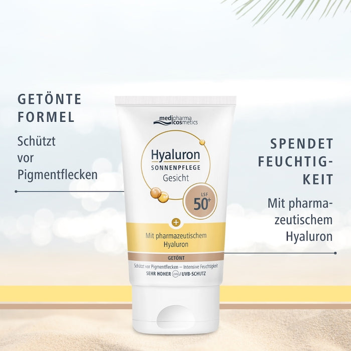 Medipharma Cosmetics Hyaluron Sonnenpflege Gesicht getönt LSF 50+, 50 ml Creme