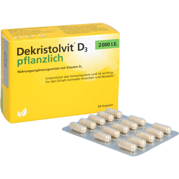 Dekristolvit D3 2000 I.E. Kapseln unterstützt das Immunsystem und den Erhalt normaler Knochen und Muskeln, 60 St. Kapseln